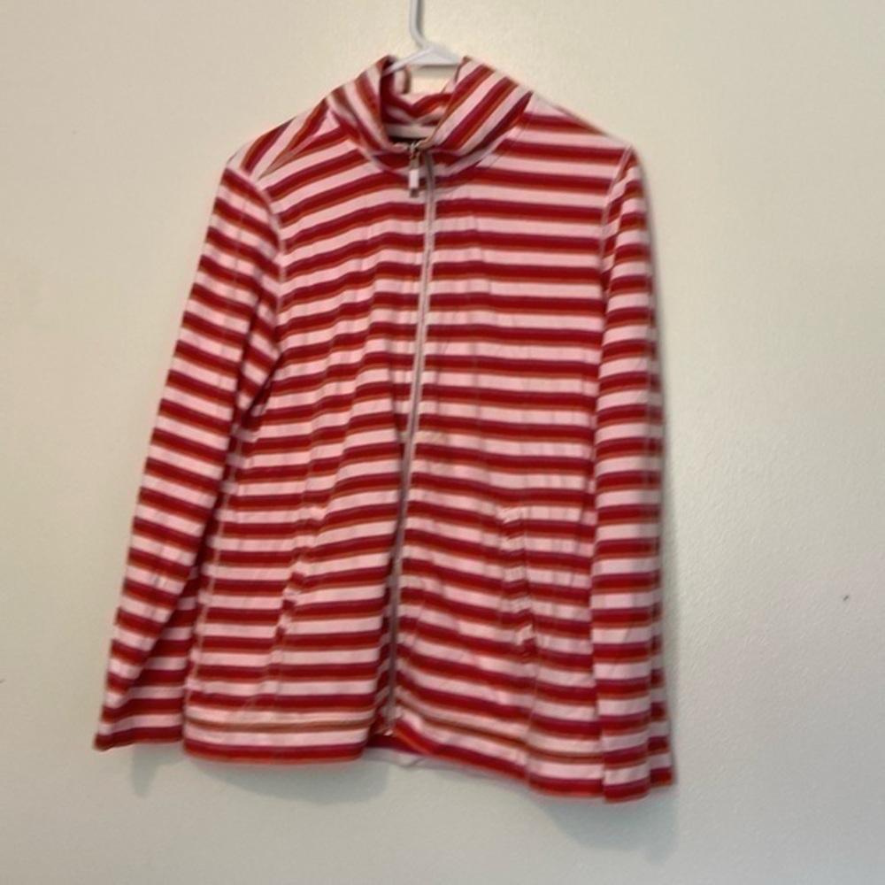 Tommy Bahama full zip up striped collard long sleeve pocket jacket coat …